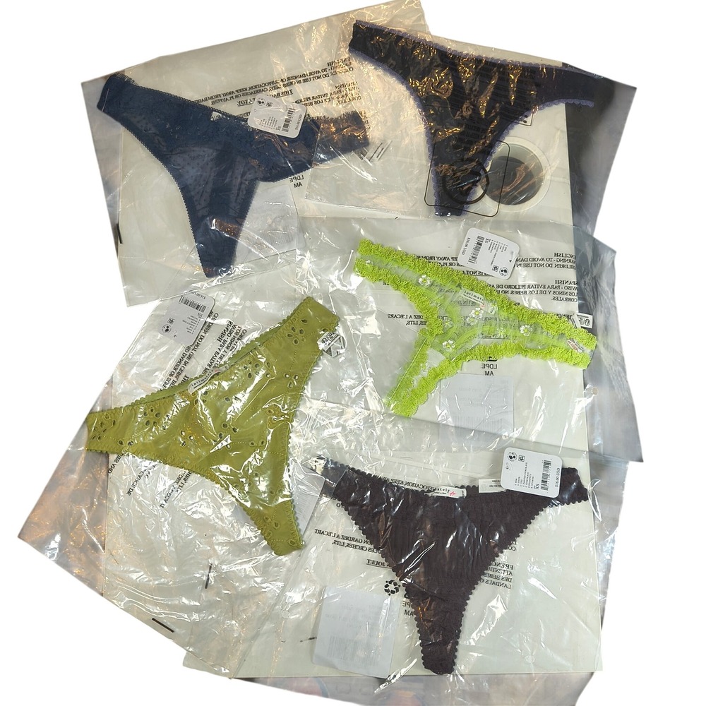 Free People Intimately Thong Bundle XS NWT Lace Mesh 5 Pack Assorted Colors - Picture 4 of 8